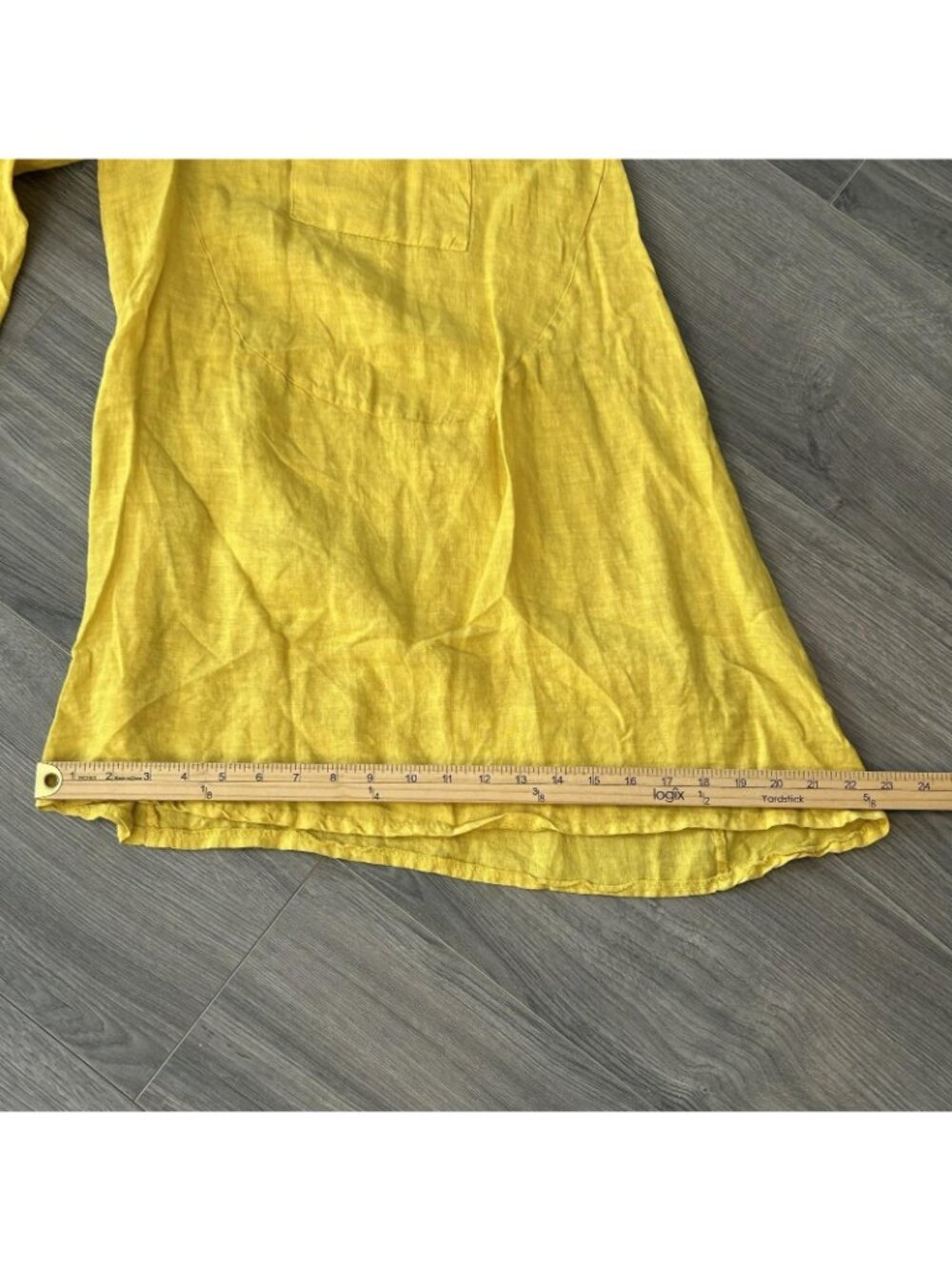 TG.U Italy Linen Pants Womens Medium Yellow Wide Leg Crop Lagenlook Pull On 28" - Picture 10 of 11